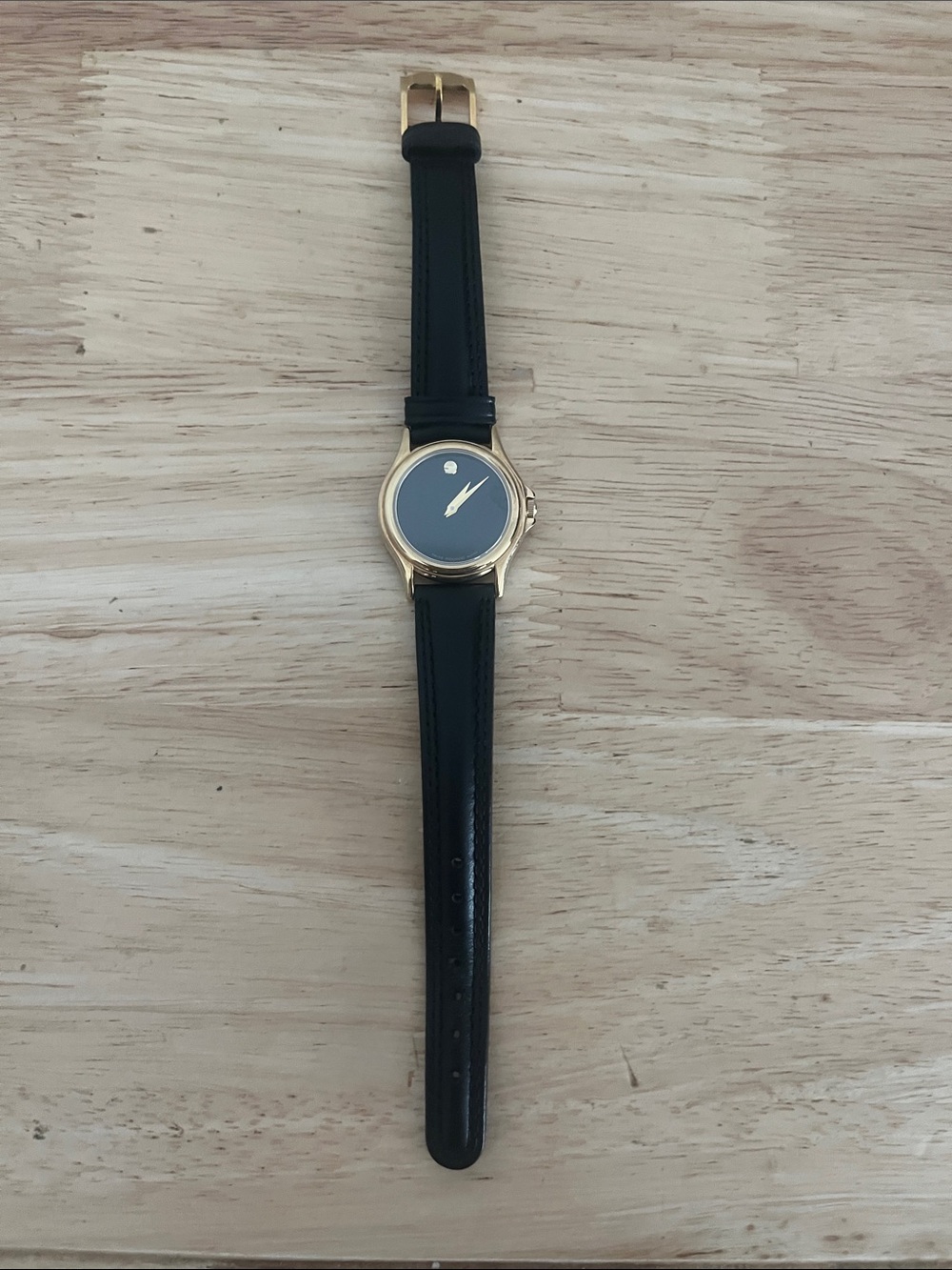 Classic Black Leather Women’s Watch with Gold Case